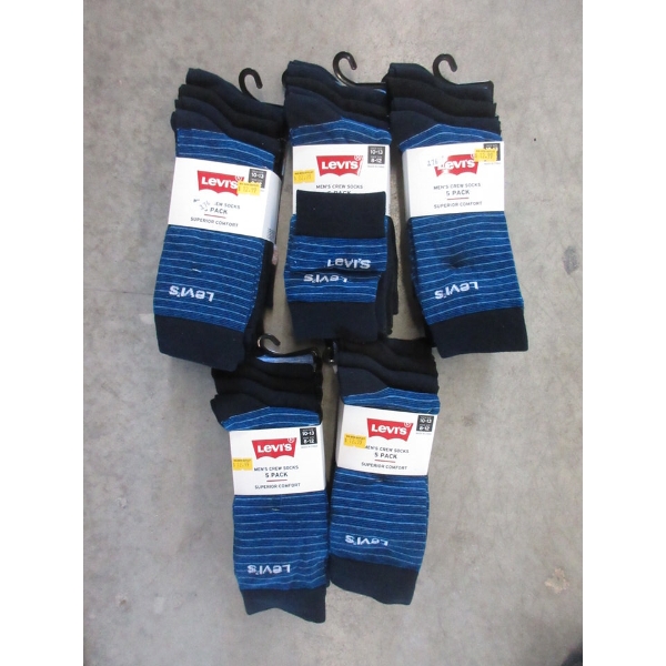 5 New 5 Packs of Levi's Men's Crew Socks 