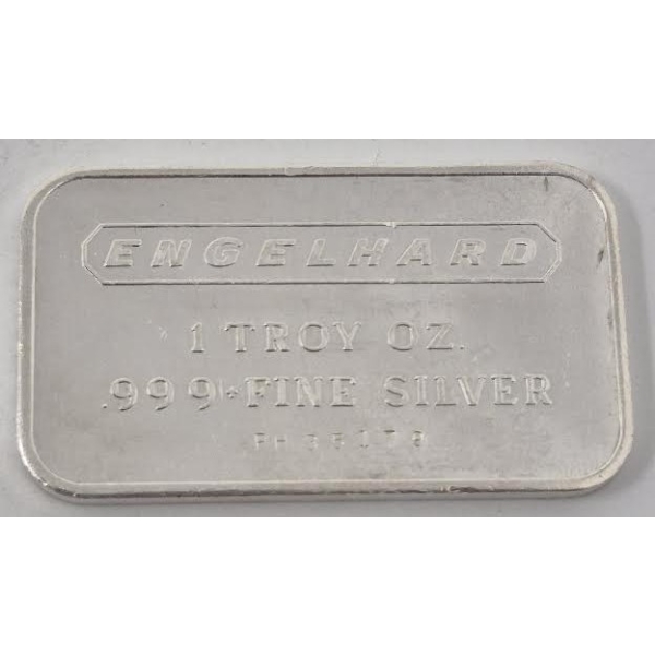 1 Oz .999+ Silver Engelhard PH Series Bar