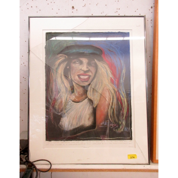 1990 Signed Menu Pastel Drawing "Tarria"