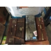 Image 1 : 4 Vintage Suitcases - 2 are Leather - As Is