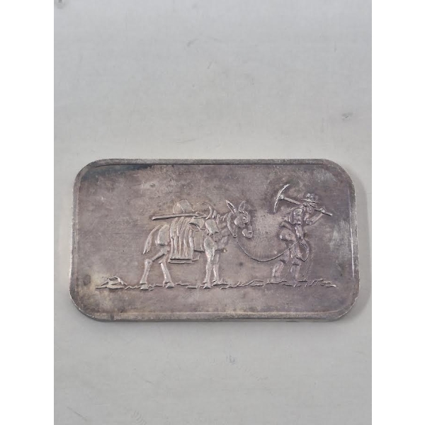 1 Oz .999 Silver Miner/Mule Motif Bar 