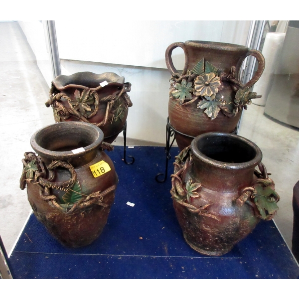 4 New Ceramic Vases - 2 are on stands