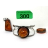 Image 1 : 3 Vintage Sterling Silver Amber Resin Jewelry 