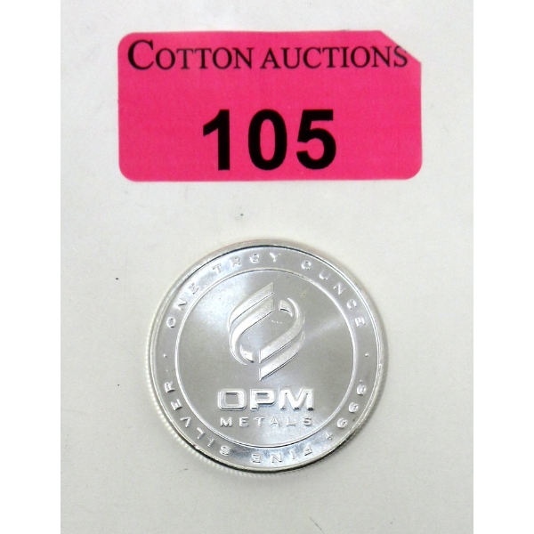 1 Oz .999+ Silver OPM Round 