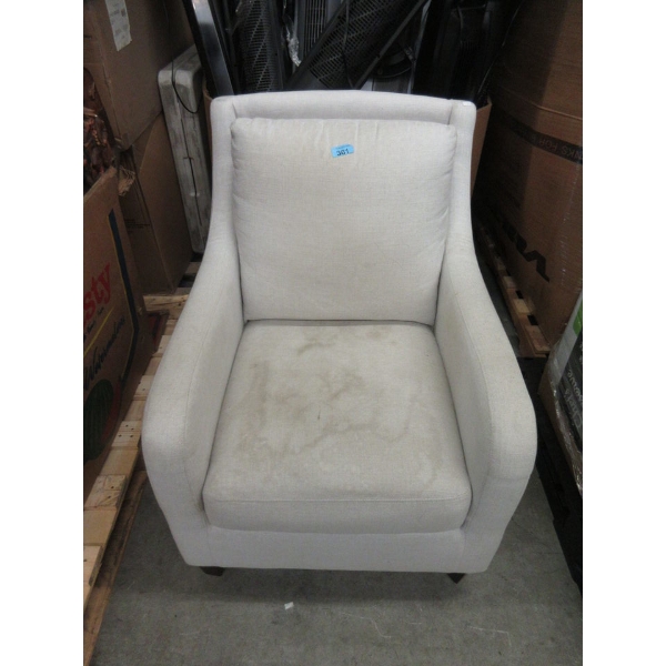 Oat Coloured Fabric Upholstered Arm Chair