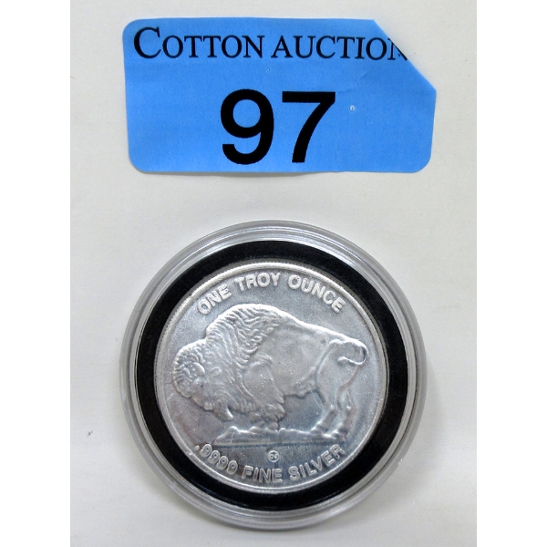 1 Oz .9999 Silver Buffalo/Indigenous Art Round 