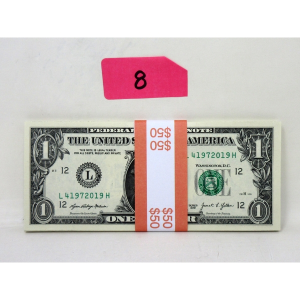 50 x $1 USD Uncirculated Sequential Numbered Bundle 