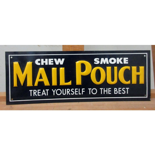 Vintage Tin Chew Mail Pouch Tobacco Sign 