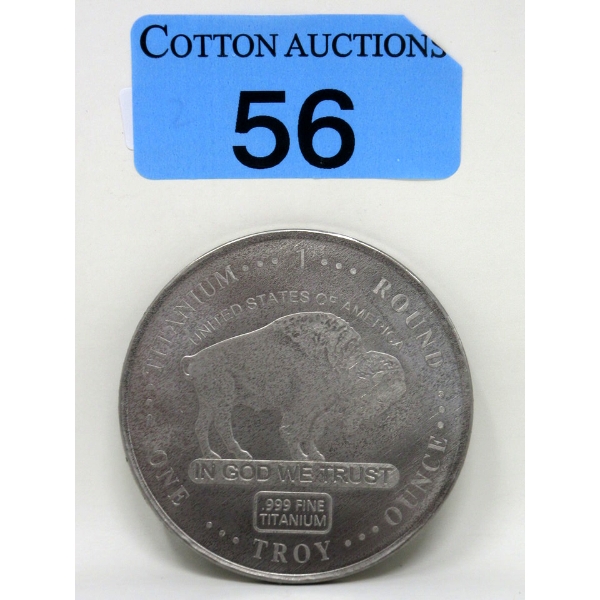 1 Oz .999 Fine Titanium USA Buffalo Round 