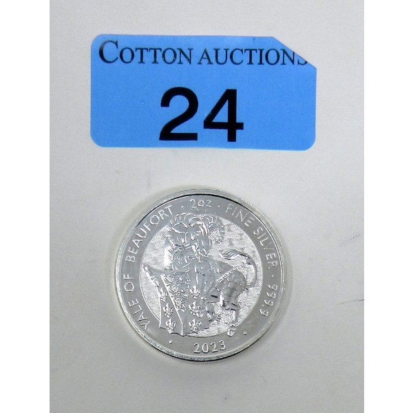 2 Oz .9999 Silver 2023 Yale of Beaufort Coin 