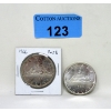 Image 1 : Two 1966 Canadian 80% Silver Dollar Coins