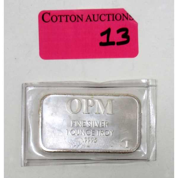 1 Oz .9995 Silver OPM Recycled Sources Bar 