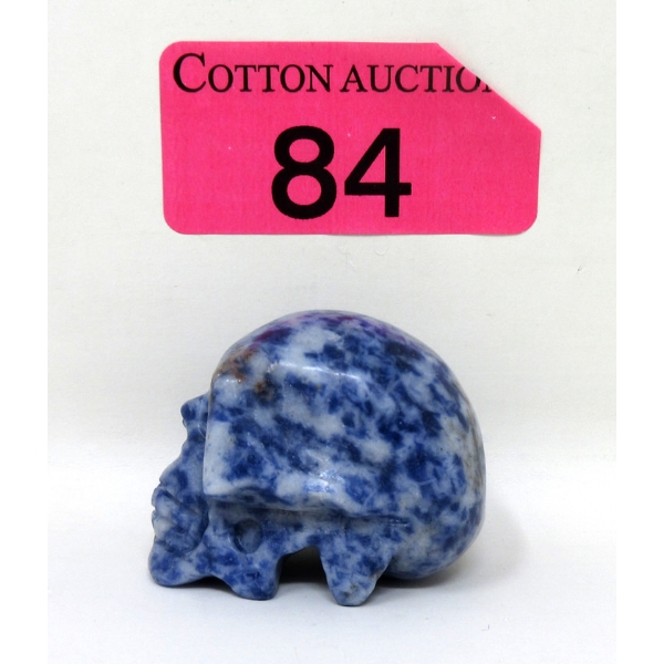 246 Carat Hand Carved Blue Jasper Skull