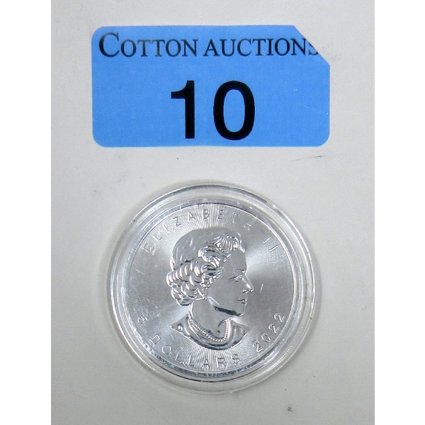 1 Oz .9999 Silveeswwr 2022 Maple Leaf Coin