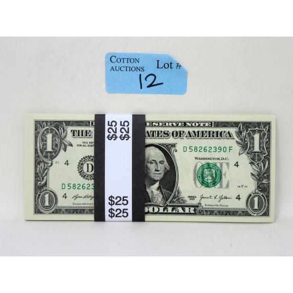 25 x $1 USD Uncirculated Sequential Numbered Bundle 