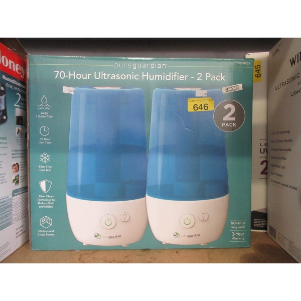 pureguardian 2 Pack of 70-Hour Ultrasonic Humidifiers