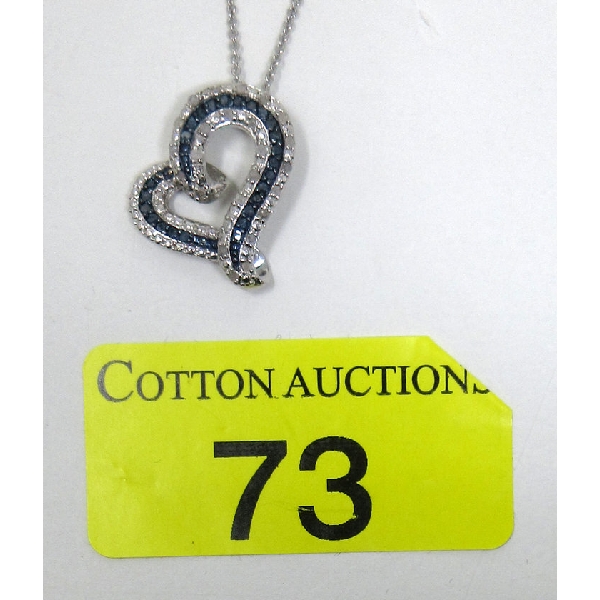 Half Carat Blue & White Diamond Heart Pendant 