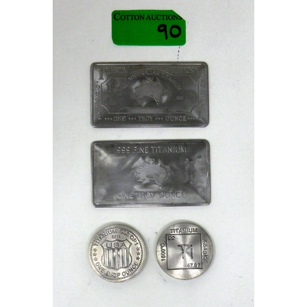 4 x 1 Oz .999 Fine Titanium Bars & Rounds