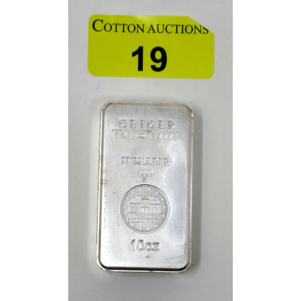10 Oz .999 Silver Geiger Edelmetalle Bar 