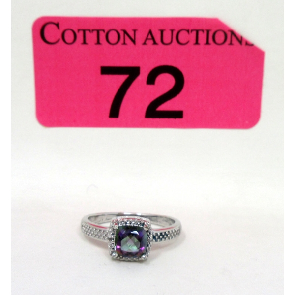 Mystic Topaz & Diamond Sterling Silver Ring 