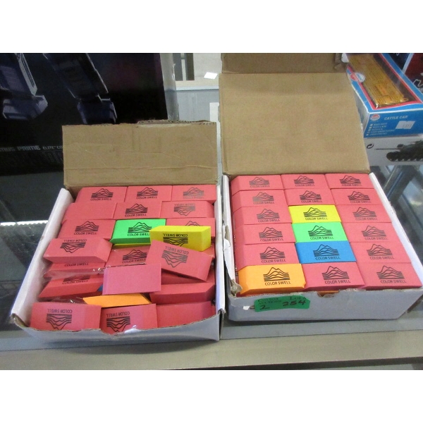 2 Boxes of 108 New ColorSwell Non Toxic Erasers