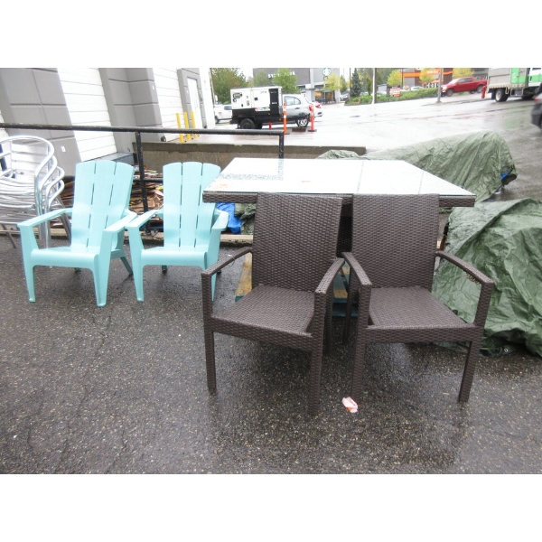 Large Glass Topped Patio Table & 4 Chairs