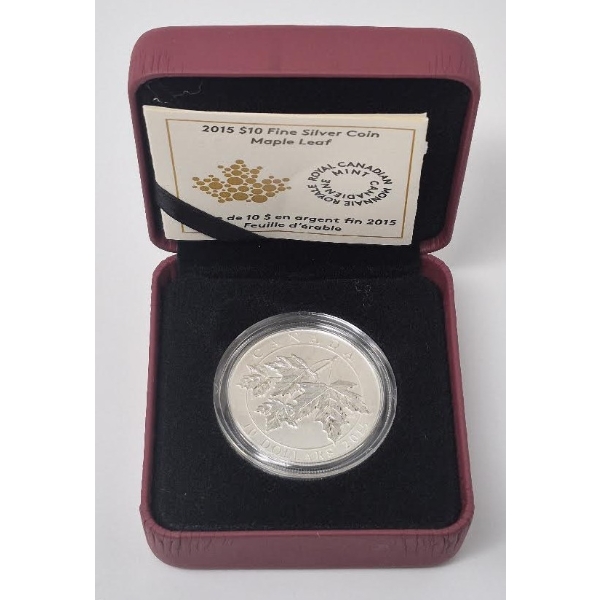 Half Oz .9999 Silver 2015 Maple Leaf $10 Coin