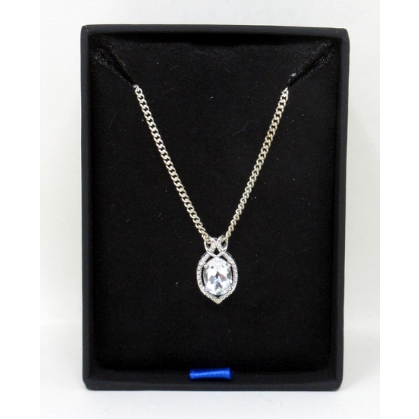 2.5 CT White Topaz & Diamond Silver Pendant 