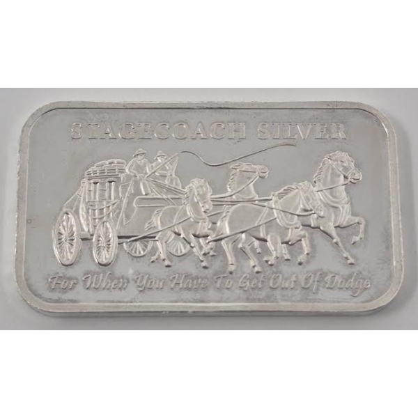 1 Oz .999 Silver Stagecoach Silver Bar 