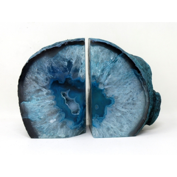 Blue Brazilian Crystal Agate Bookend Set