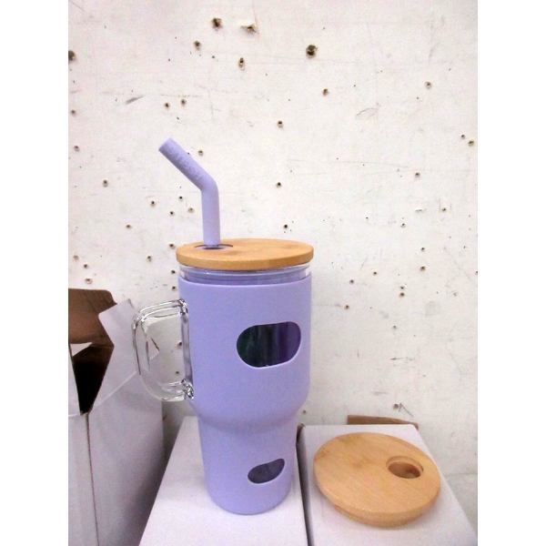 3 New 20 Oz. Cold Cup Sets w/ Metal Straws - Purple