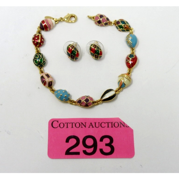 Joan Rivers 7.5 Russian Egg Bracelet & Earrings Set