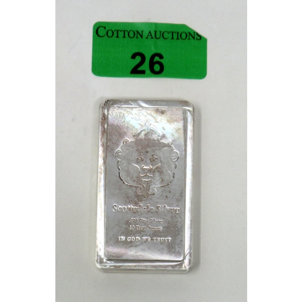 10 Oz .999 Silver Scottsdale Lion Stackable Bar 