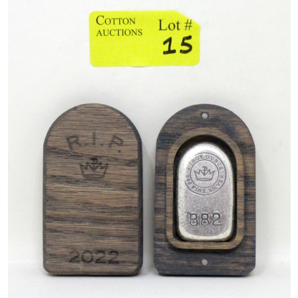 2 Oz .999 Silver 2022 RIP Tombstone Numbered Bar 
