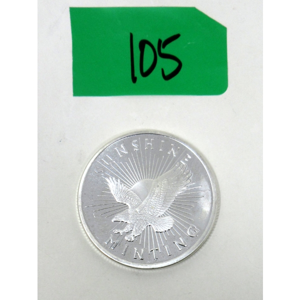 1 Oz .999 Silver Sunshine Minting Round 