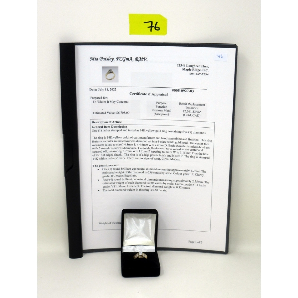 14KT Yellow Gold 0.68 CTW Diamond Ring
