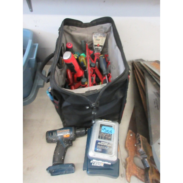 Husky Tool Bag & Contents, Drill, Bits & More