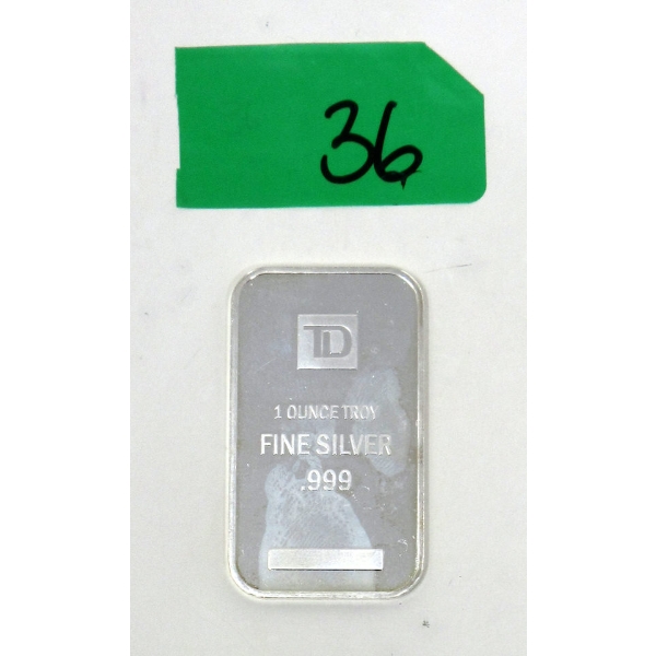 1 Oz .999 Silver TD Investor Bar 