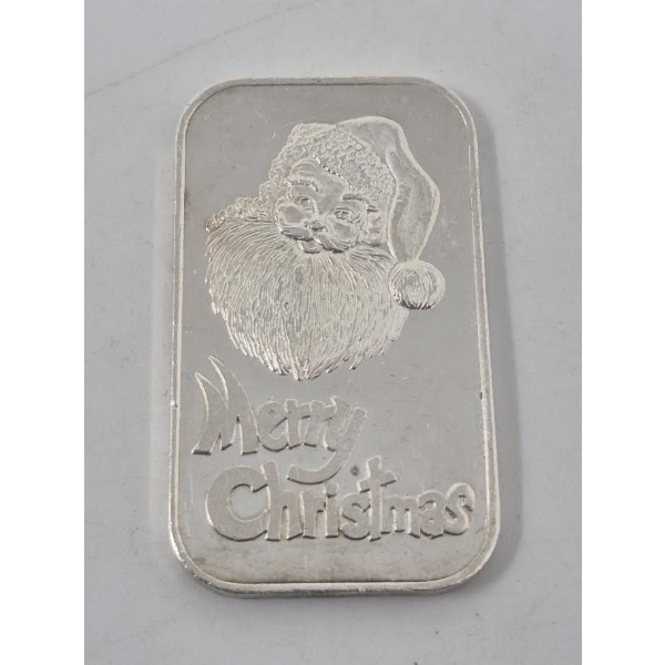 1 Oz .999 Silver Merry Christmas Bar