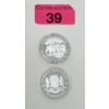 Image 1 : 2 x 1 Oz .999 Silver 2013 African Wildlife Elephant Coins 
