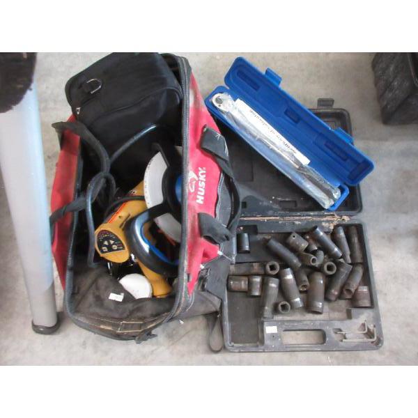 Torque Wrench, Deep Sockets & Bag of Tools