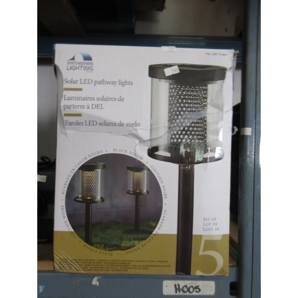Pack of 5 Solar LED Pathway Lights - Black Finish