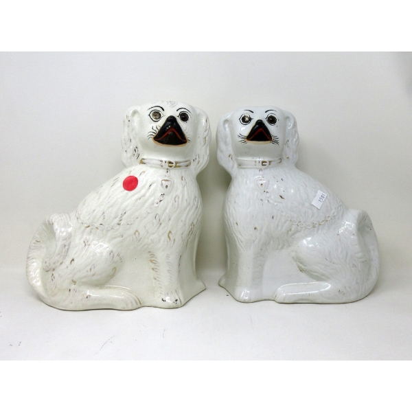 Pair of Antique Staffordshire Mantle Dogs