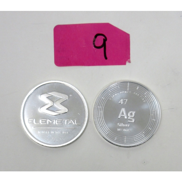 2 x 1 Oz .999 Silver Elemetal Rounds 