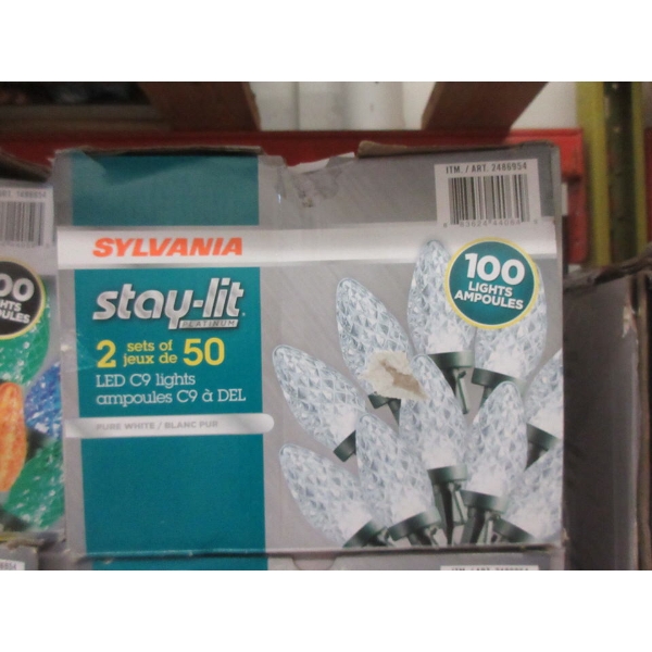 3 Sets of Clear Sylvania Stay-lit LED C9 String Lights