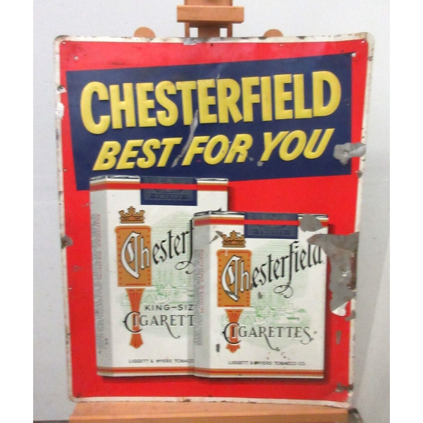 1950s Chesterfield Cigarettes Metal Sign 