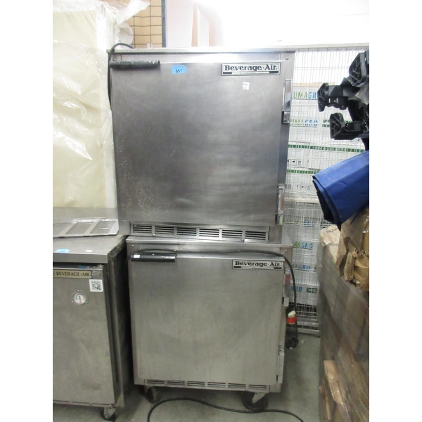 Stack of 2 Beverage-Air Stainless Steel Fridges 
