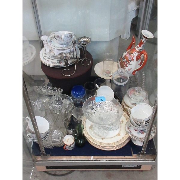 Shelf Lot of Vintage China, Glass and Porcelain