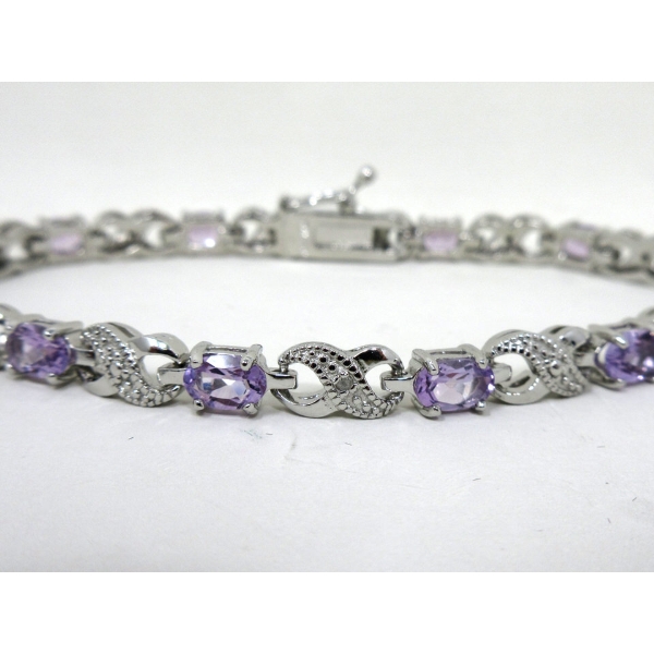 Brand New Purple Amethyst & Diamond Tennis Bracelet 