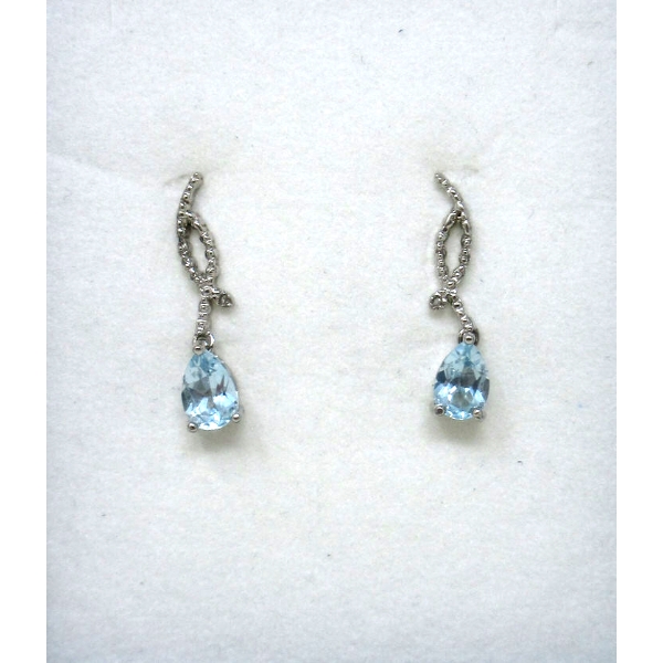 New 2 CT Blue Topaz & Diamond Dangle Earrings 